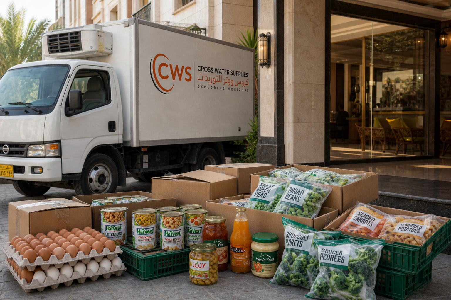 CWS refrigerated delivery truck with a mixed local food shipment